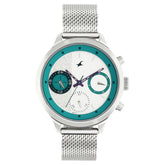 Fastrack, Women's  Watch Analog, White & Green Dial Mesh Band